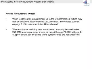ePS Aspects In The Procurement Process (non OJEU)