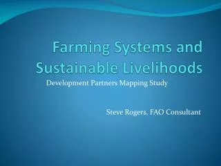 Farming Systems and Sustainable Livelihoods