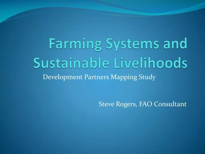 farming systems and sustainable livelihoods