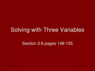 Solving with Three Variables