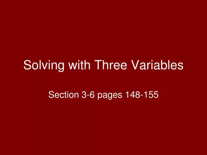solving with three variables