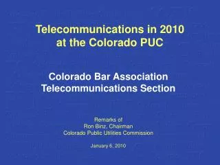 Telecommunications in 2010 at the Colorado PUC
