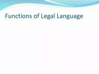 Functions of Legal Language