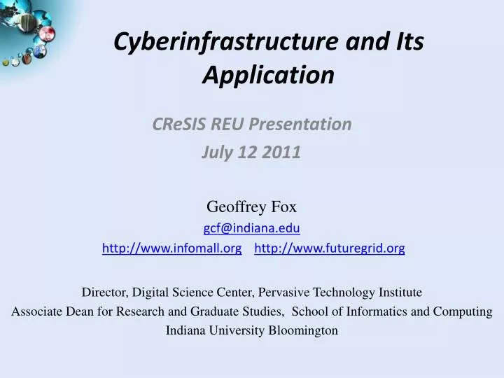 cyberinfrastructure and its application