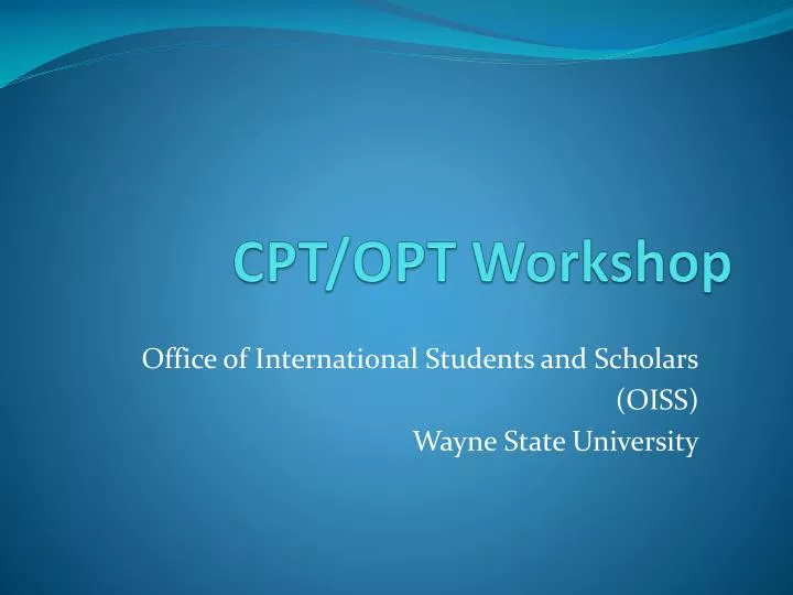 cpt opt workshop