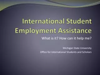 International Student Employment Assistance