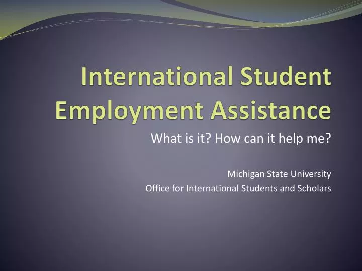 international student employment assistance
