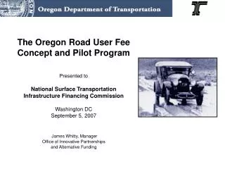 Road User Fee Task Force Legislative Mandate: