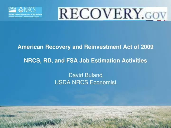 american recovery and reinvestment act of 2009 nrcs rd and fsa job estimation activities