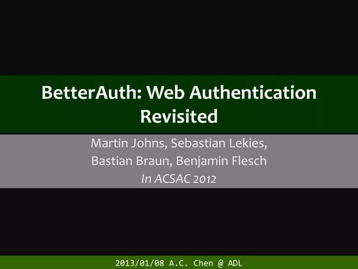 betterauth web authentication revisited