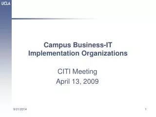 Campus Business-IT Implementation Organizations