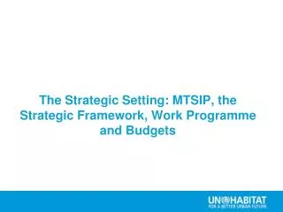 The Strategic Setting: MTSIP, the Strategic Framework, Work Programme and Budgets