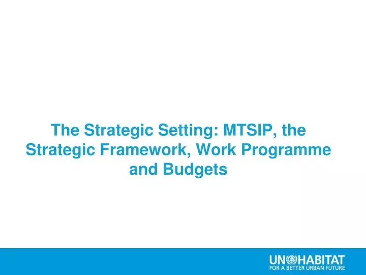 the strategic setting mtsip the strategic framework work programme and budgets