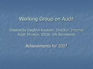 Achievements for 2007