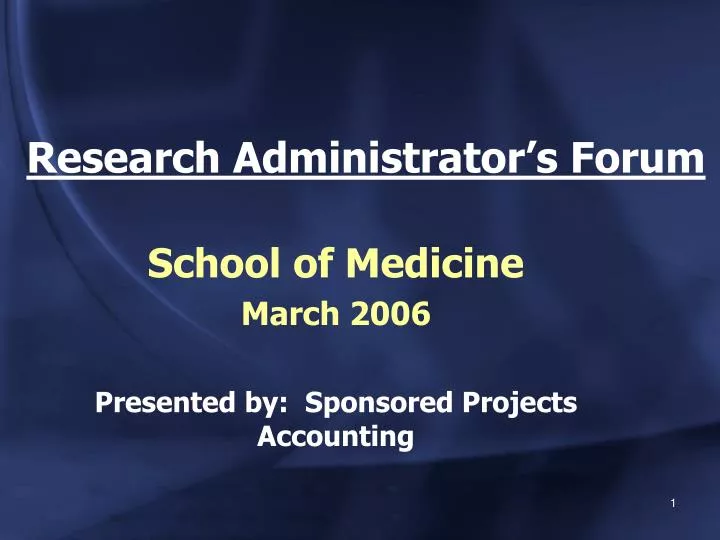 research administrator s forum