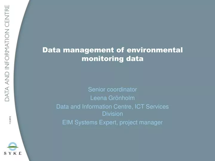 data management of environmental monitoring data