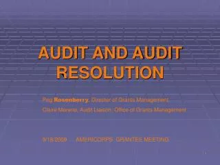 AUDIT AND AUDIT RESOLUTION