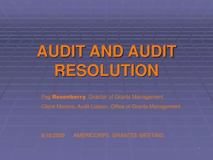 audit and audit resolution