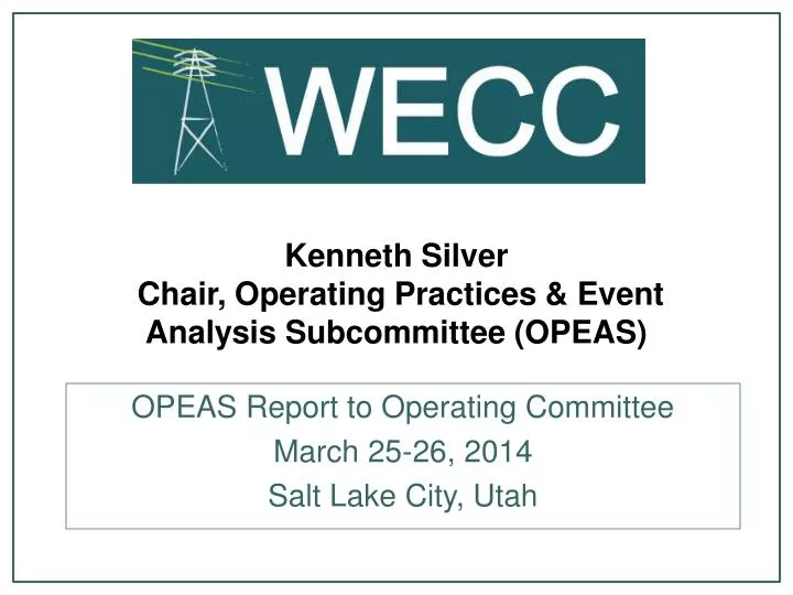 kenneth silver chair operating practices event analysis subcommittee opeas