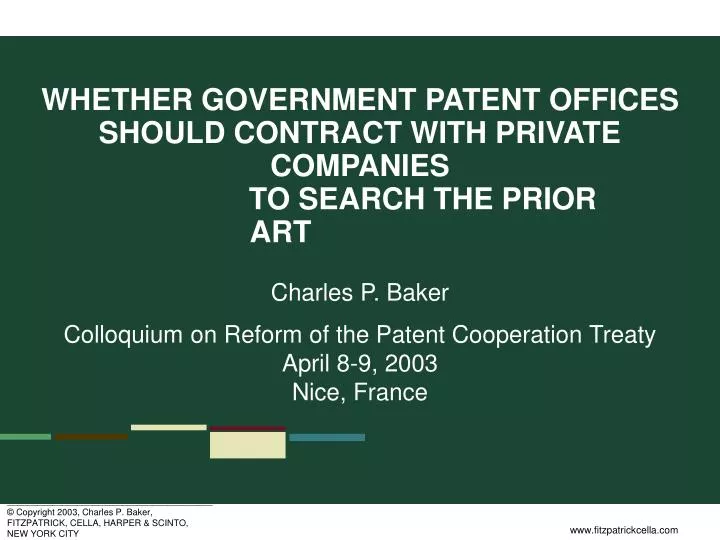 whether government patent offices should contract with private companies to search the prior art