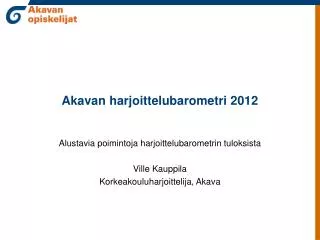 akavan harjoittelubarometri 2012