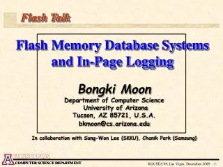 Flash Memory Database Systems and In-Page Logging