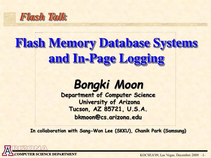 flash memory database systems and in page logging