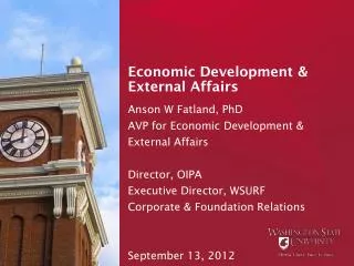 Economic Development &amp; External Affairs