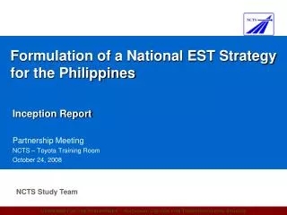 Formulation of a National EST Strategy for the Philippines