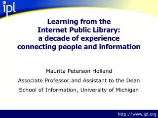 Maurita Peterson Holland Associate Professor and Assistant to the Dean