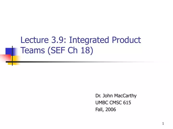 lecture 3 9 integrated product teams sef ch 18