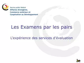 l exp rience des services d valuation