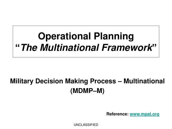 operational planning the multinational framework