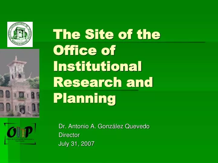 the site of the office of institutional research and planning