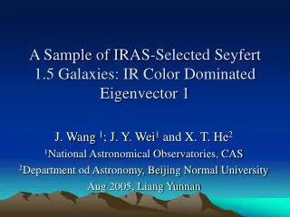 A Sample of IRAS-Selected Seyfert 1.5 Galaxies: IR Color Dominated Eigenvector 1