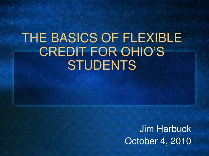 the basics of flexible credit for ohio s students