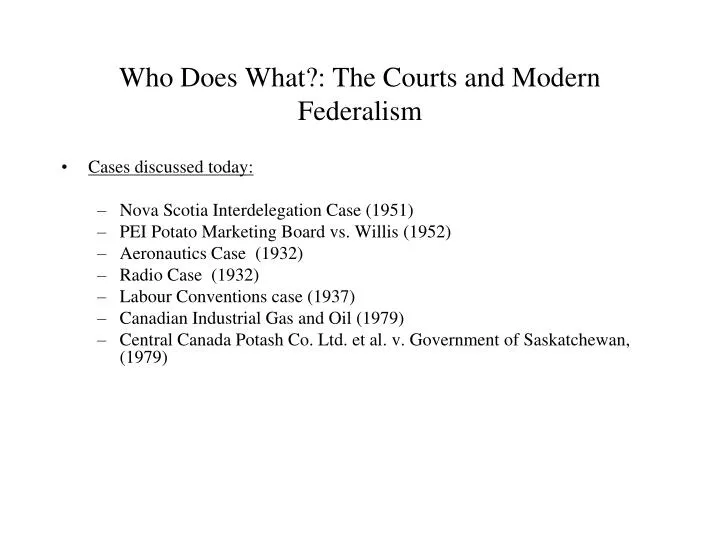who does what the courts and modern federalism