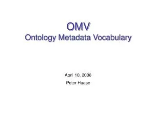 OMV Ontology Metadata Vocabulary
