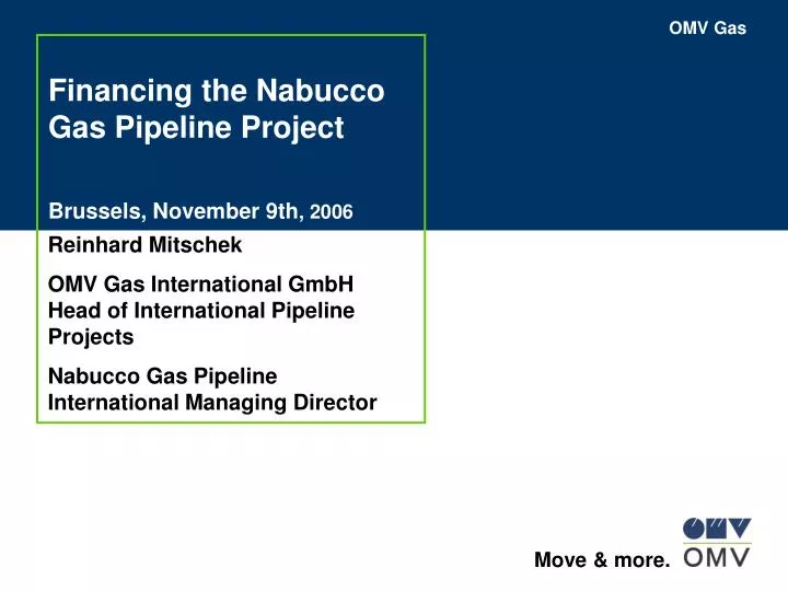 financing the nabucco gas pipeline project brussels november 9th 2006