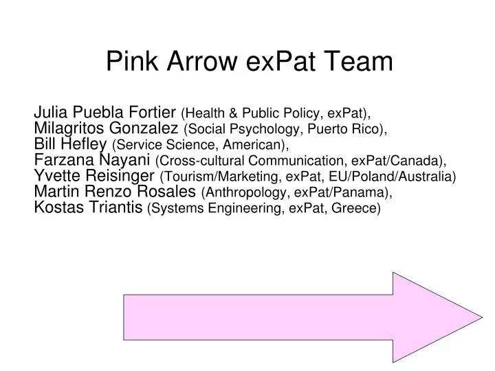 pink arrow expat team