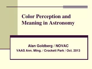 Color Perception and Meaning in Astronomy