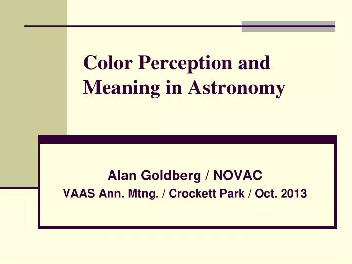 color perception and meaning in astronomy