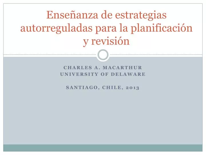 ense anza de estrategias autorreguladas para la planificaci n y revisi n