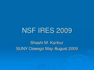 NSF IRES 2009