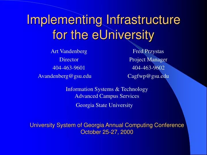 implementing infrastructure for the euniversity