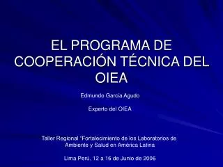 el programa de cooperaci n t cnica del oiea