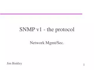 SNMP v1 - the protocol