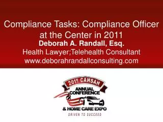 Compliance Tasks: Compliance Officer at the Center in 2011