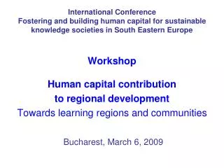 Workshop Human capital contribution to regional development