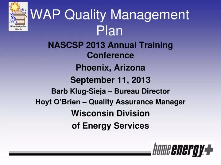 wap quality management plan